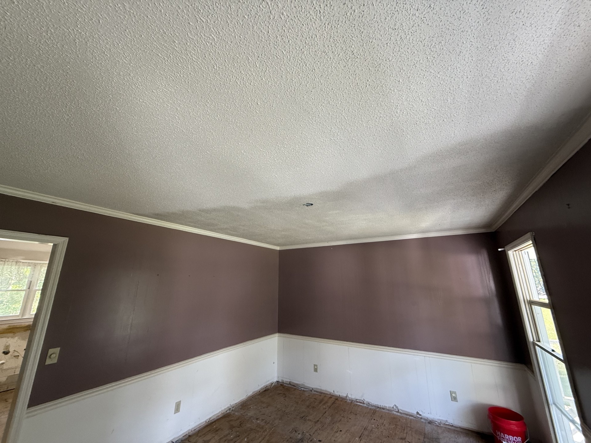 Popcorn ceiling before removal