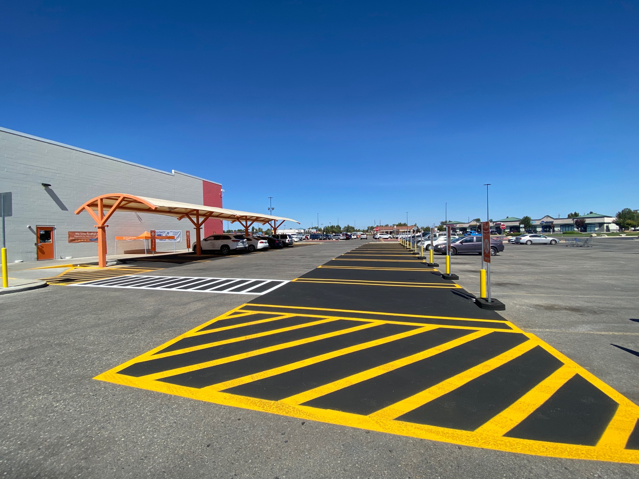 Walmart grocery pickup parking lot line striping — Boise, ID